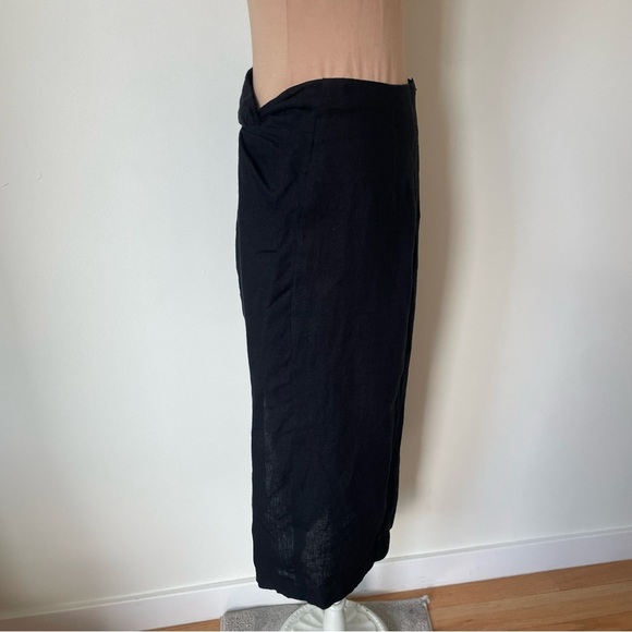 Casa | Raki Gaby Black Linen Knot Front Side Slit Midi Skirt EUC Size Medium - Picture 6 of 12